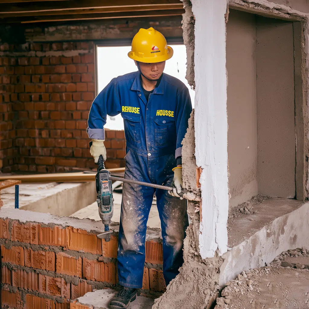 Đục phá tường cũ, xây phòng