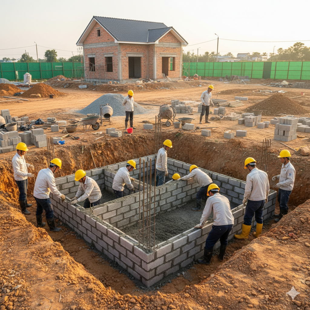 Thi công phần thô nhà cấp 4 tại Hà Nội bởi Rehouse