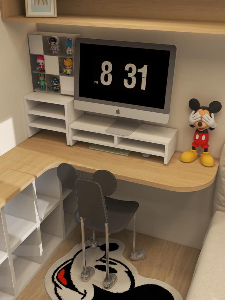 Phòng trẻ em giường tầng kết hợp bàn học – Rehouse hoàn thiện