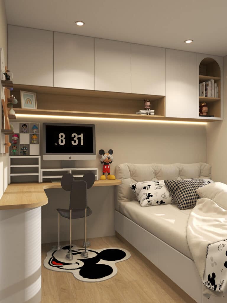 Nội thất phòng bé gái tông hồng pastel, Rehouse thi công